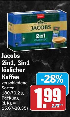 Jacobs 2in1, 3in1 löslicher Kaffee