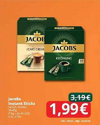 Jacobs Instant Sticks – Verschiedene Sorten (36g)