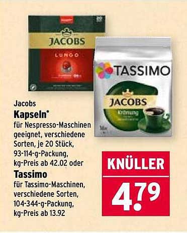 Jacobs Kapseln für Nespresso-Maschinen | Tassimo