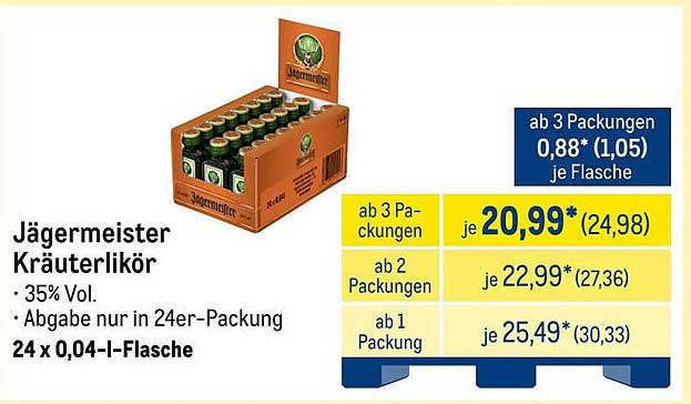 Jägermeister Kräuterlikör - 24 x 0,04 l Flasche