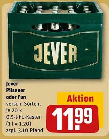 Jever Pilsener oder Fun – 20 x 0,5 l-Fl.-Kasten