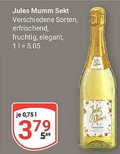Jules Mumm Sekt - Verschiedene Sorten, erfrischend und elegant