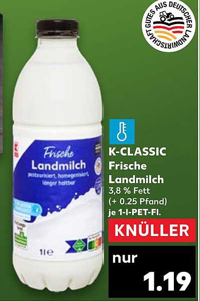 K-CLASSIC Frische Landmilch 3,8 % Fett