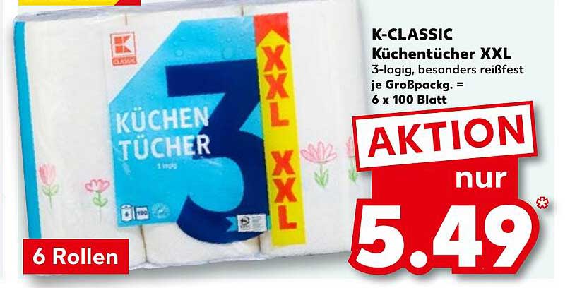 K-CLASSIC Küchentücher XXL - 6 Rollen