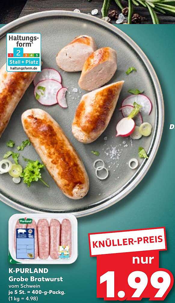 K-Purland Grobe Bratwurst vom Schwein