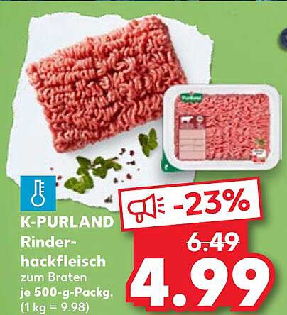 K-PURLAND Rinderhackfleisch zum Braten, 500-g-Packung