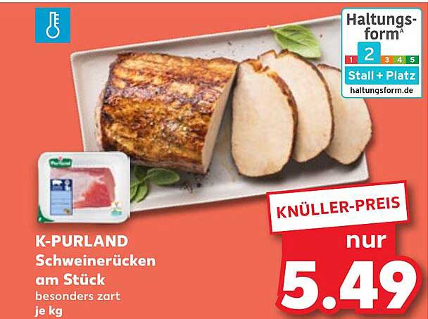 K-PURLAND Schweinerücken am Stück - besonders zart je kg