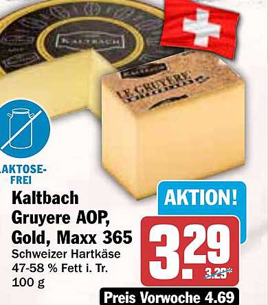 Kaltbach Gruyere AOP, Gold, Maxx 365 - Schweizer Hartkäse