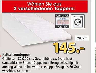 Kaltschaumtopper 180x200 cm