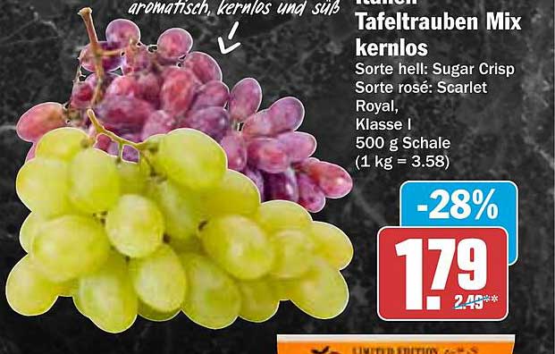 Kernlose Tafeltrauben Mix - 500 g Packung