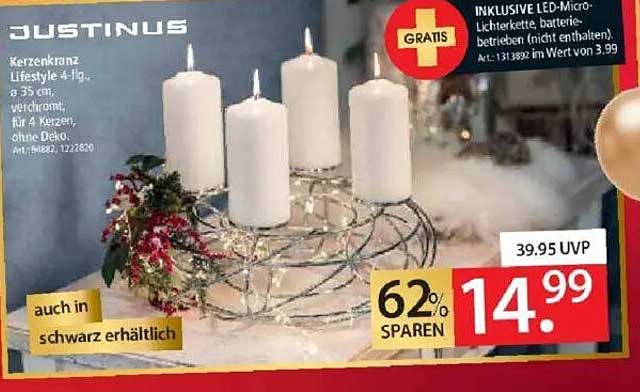 Kerzenkranz Lifestyle 4-flg., Ø 35 cm, verchromt, für 4 Kerzen, ohne Deko