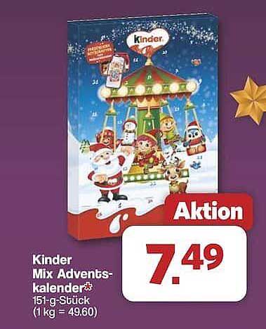Kinder Mix Adventskalender 151-g-Stück