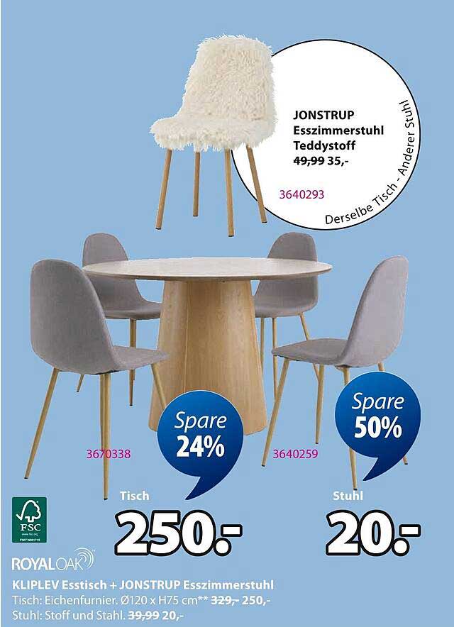 Kliplev Esstisch + Jonstrup Esszimmerstuhl