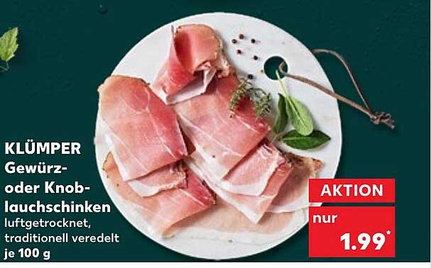 KLÜMPER Gewürz- oder Knoblauchschinken luftgetrocknet, traditionell veredelt je 100 g