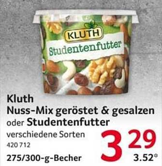 Kluth Nuss-Mix geröstet & gesalzen oder Studentenfutter verschiedene Sorten