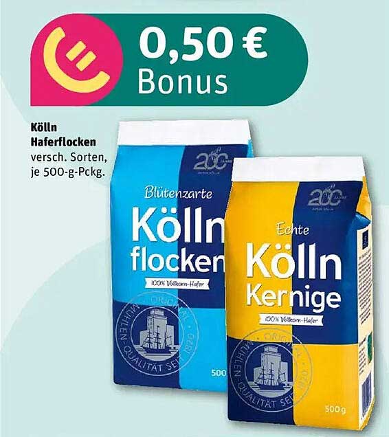 Kölln Haferflocken, verschiedene Sorten, je 500-g-Packung