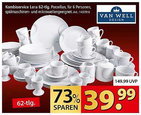 Kombiservice Lora 62-tlg. Porzellan für 6 Personen