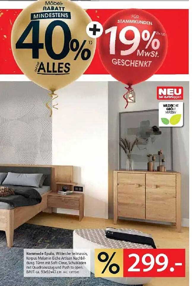 Kommode Epulo, Wildeiche teilmassiv, neu bei Zurbrüggen