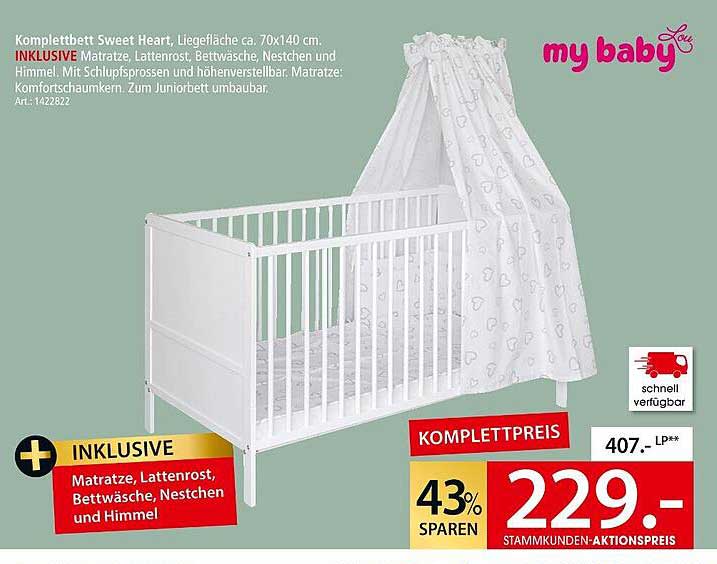 Komplettbett Sweet Heart mit Liegefläche ca. 70x140 cm