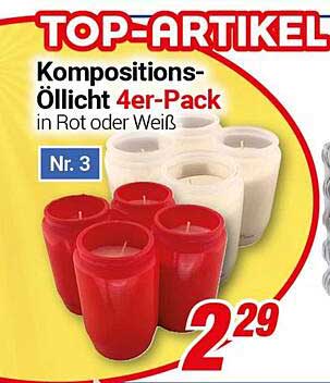 Kompositions-Öllicht 4er-Pack in Rot oder Weiß