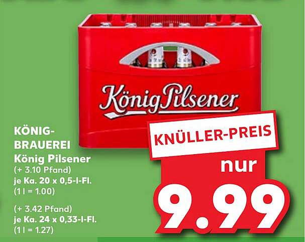 König Pilsener Kasten (20 x 0,5 l oder 24 x 0,33 l)
