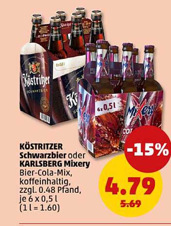 KÖSTRITZER Schwarzbier oder KARLSBERG Mixery - 6 x 0,5 l