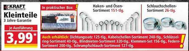 Kraft Kleinteile Set (Haken- und Ösen-Sortiment, Schlauchschellen-Sortiment)