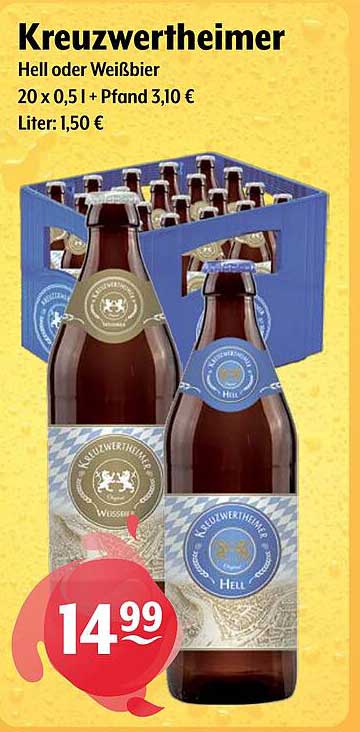 Kreuzwertheimer Hell oder Weißbier 20 x 0,5 l
