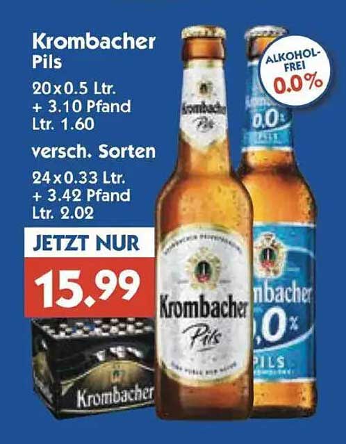 Krombacher Pils 20 x 0.5 Ltr. + 3.10 Pfand