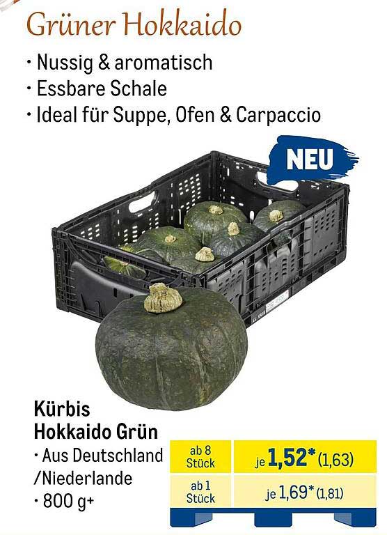 Kürbis Hokkaido Grün - Nussig und Aromatisch