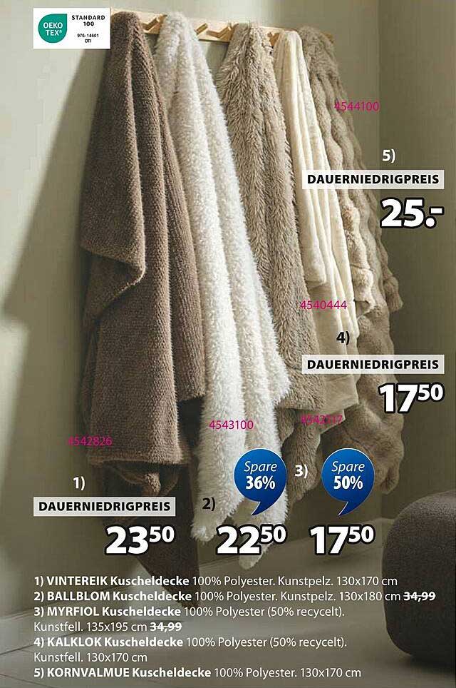 Kuschelzeit mit Jysk: VINTEREIK, BALLBLOM, MYRFIOL, KALLKOK und KORNVALMUE Kuscheldecken