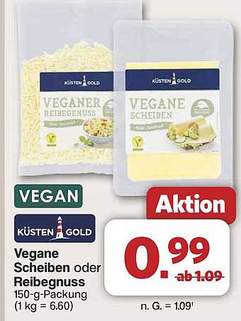 Küsten Gold Vegane Scheiben oder Reibegenuss 150-g-Packung