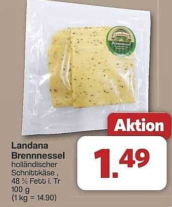 Landana Brennnessel holländischer Schnittkäse, 48 % Fett i. Tr. 100 g
