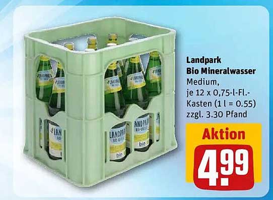 Landpark Bio Mineralwasser Medium, je 12 x 0,75-l-Fl.-Kasten