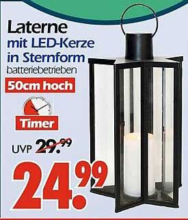Laterne mit LED-Kerze in Sternform, batterie betrieben, 50 cm hoch
