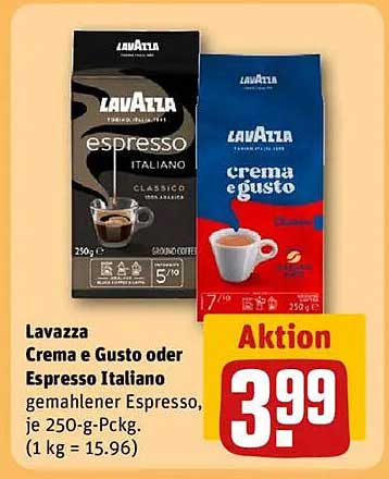 Lavazza Crema e Gusto oder Espresso Italiano gemahlener Espresso, je 250-g-Pckg.