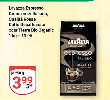 Lavazza Espresso Crema oder Italiano, Qualità Rossa, Caffè Decaffeinato oder Tierra Bio Organic