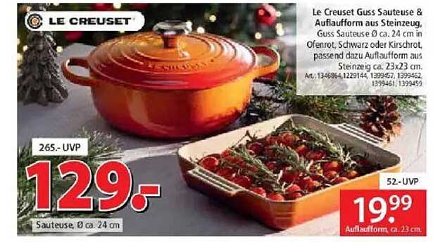 Le Creuset Guss Sauteuse Ø ca. 24 cm & Auflaufform ca. 23x23 cm