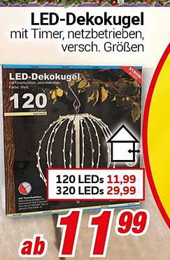 LED-Dekokugel mit Timer, netzbetrieben, verschiedene Größen