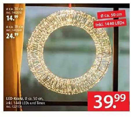 LED-Kranz, Ø ca. 50 cm, inkl. 1440 LEDs und Timer