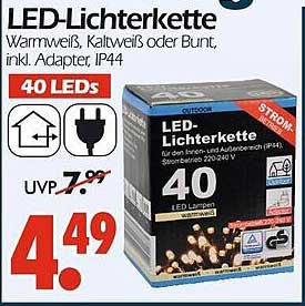 LED-Lichterkette Warmweiß, Kaltweiß oder Bunt, inkl. Adapter, IP44