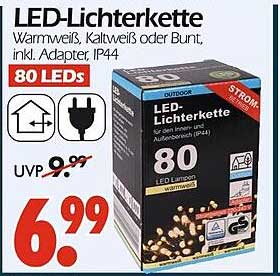 LED-Lichterkette - Warmweiß, Kaltweiß oder Bunt mit 80 LEDs