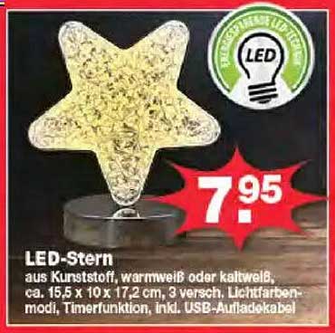 LED-Stern aus Kunststoff, warmweiß oder kaltweiß