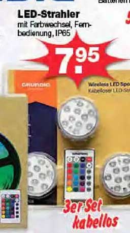 LED-Strahler mit Farbwechsel, Fernbedienung, IP65 – 3er Set kabellos