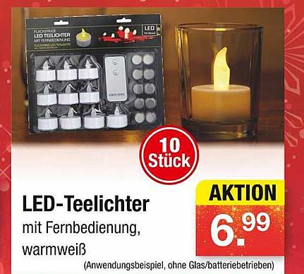 LED-Teelichter mit Fernbedienung, warmweiß - 10 Stück