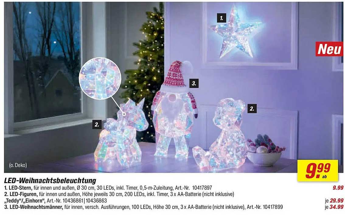 LED-Weihnachtsbeleuchtung - Stern, Figuren und Weihnachtsmänner