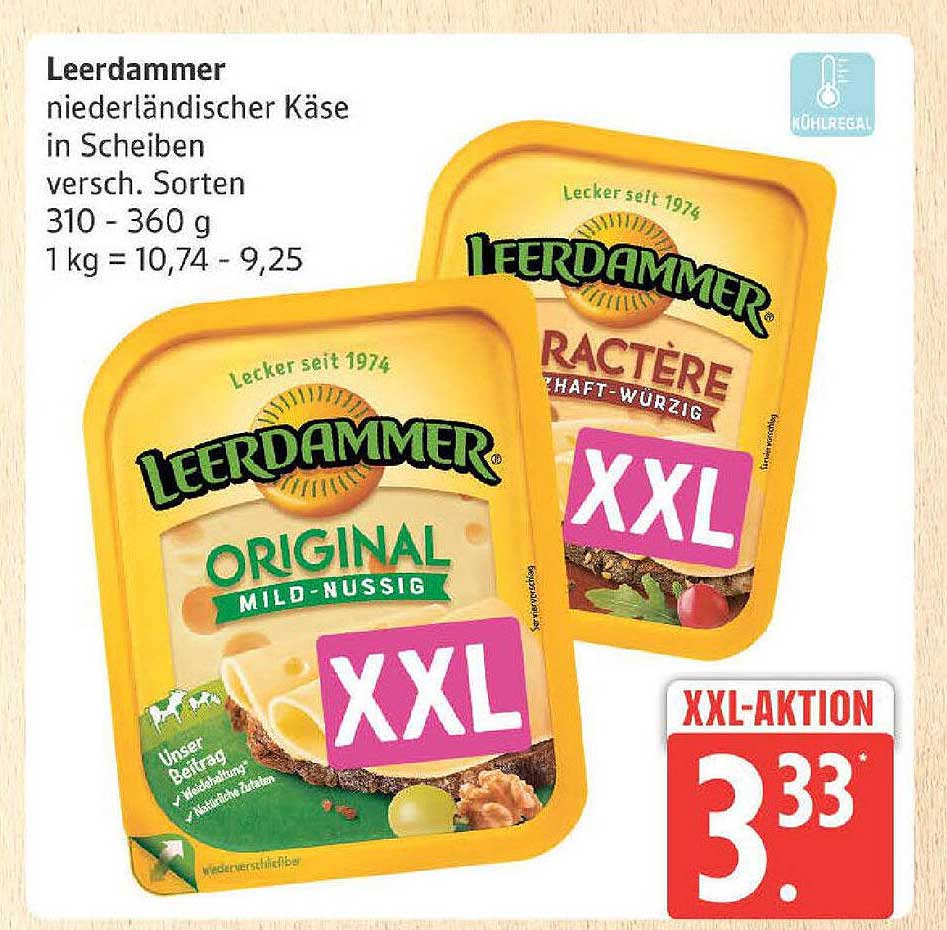 Leerdammer niederländischer Käse in Scheiben, verschiedene Sorten