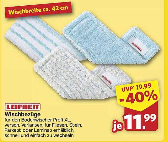 LEIFHEIT Wischbezüge für den Bodenwischer Profi XL - 40% reduziert!