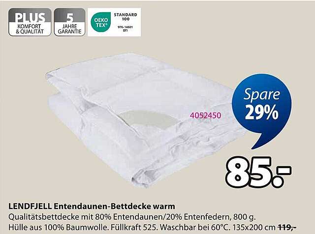 LENDFJELL Entendaunen-Bettdecke warm