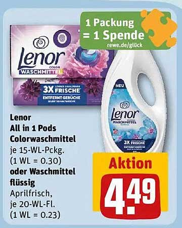 Lenor All in 1 Pods Colorwaschmittel oder Flüssigwaschmittel Aktion